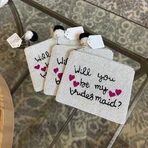 Set of 3 Bridesmaid proposal beaded pouch